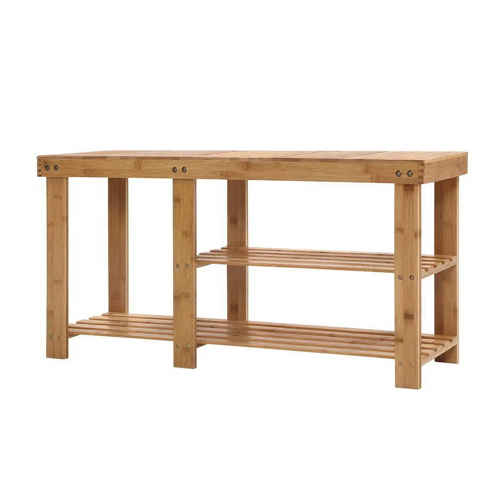 2-in-1 Bamboo Shoe Rack Bench, 2-Tier & Durable – Artiss