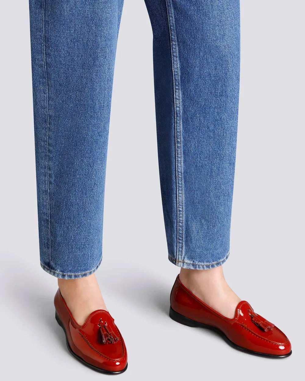 Andrea Leather Tassel Loafer in Red