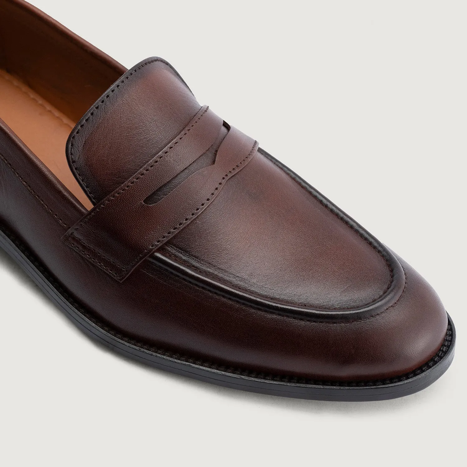 Baxton Burnished Brown Leather Loafers