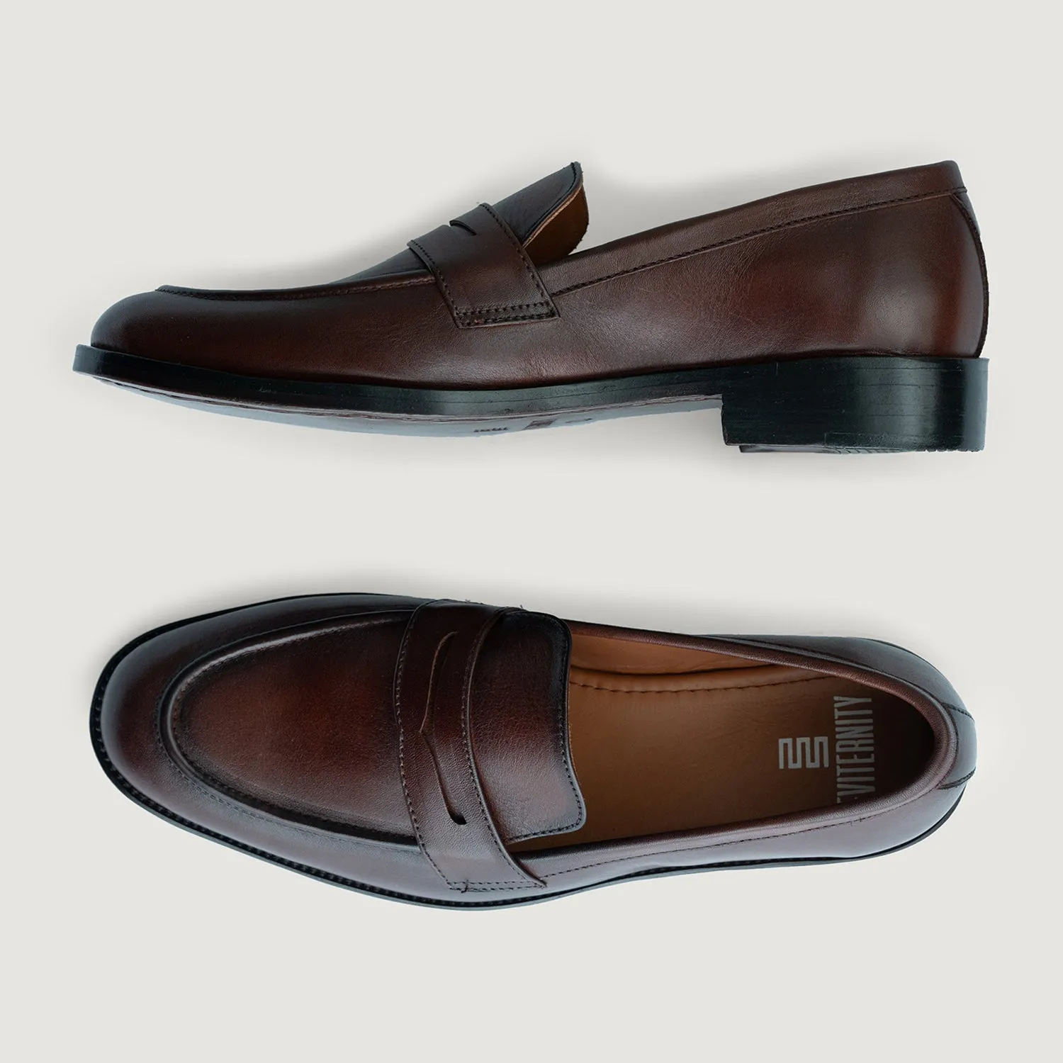 Baxton Burnished Brown Leather Loafers