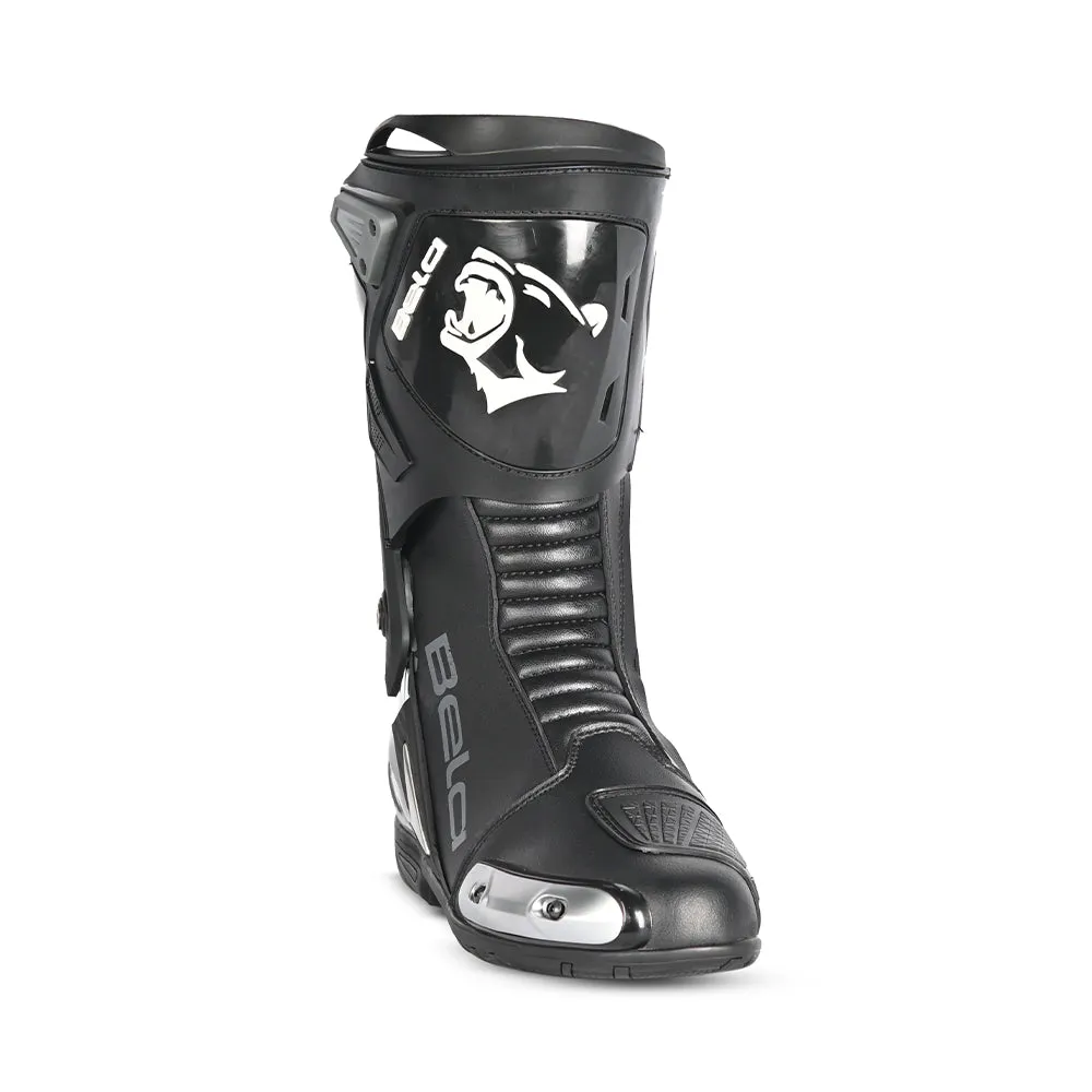 BELA - Turbo Track Racing Motorcycle Boots - Black Dark Grey