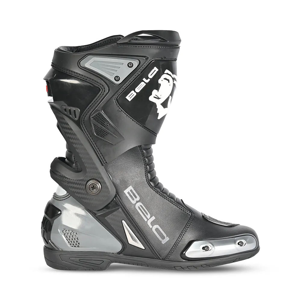 BELA - Turbo Track Racing Motorcycle Boots - Black Dark Grey