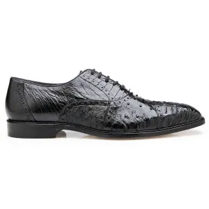 Belvedere Onesto II in Black Genuine Ostrich & Crocodile Oxfords