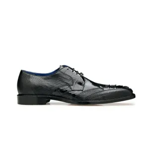 Belvedere Valter in Black Genuine Caiman Croc & Lizard Oxfords