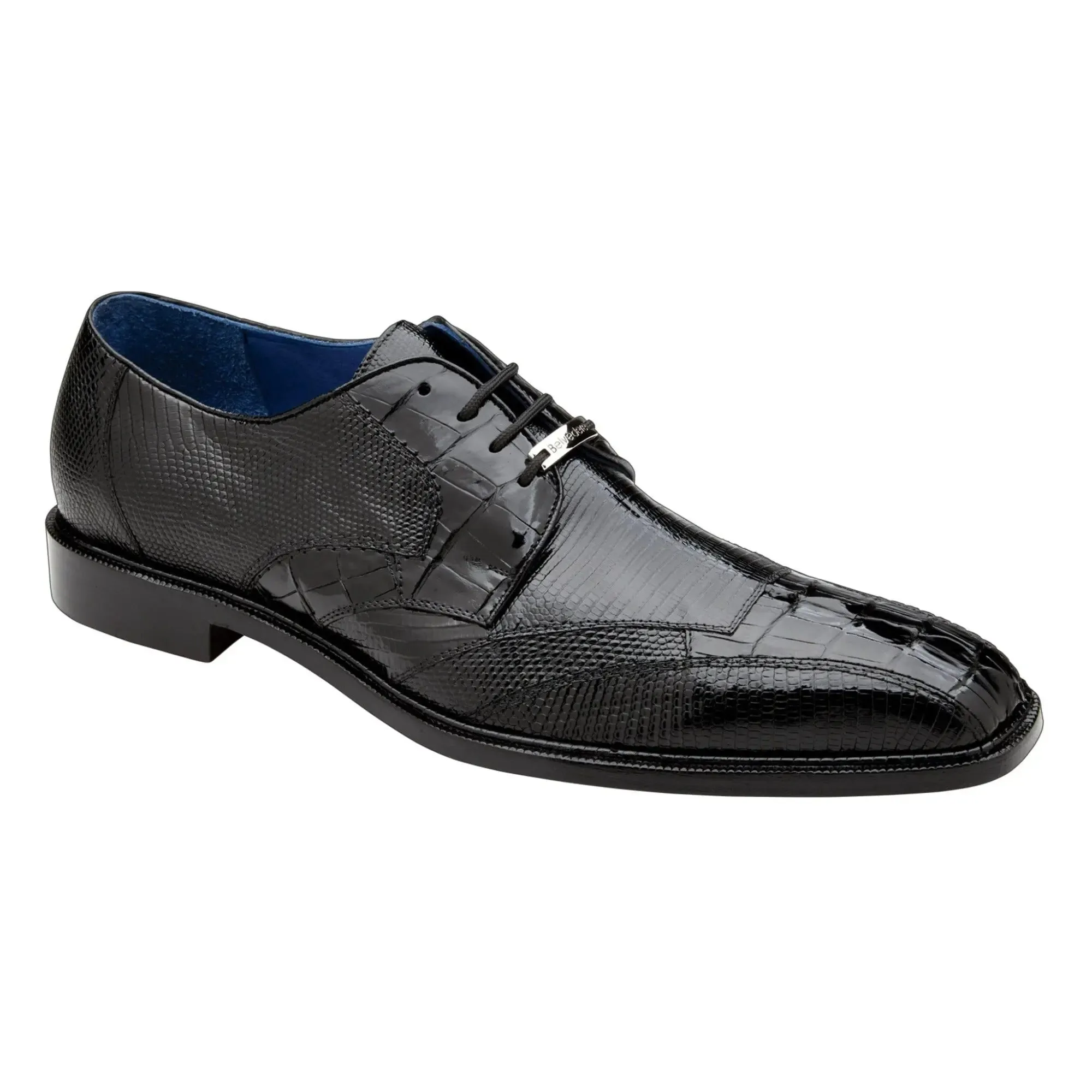 Belvedere Valter in Black Genuine Caiman Croc & Lizard Oxfords