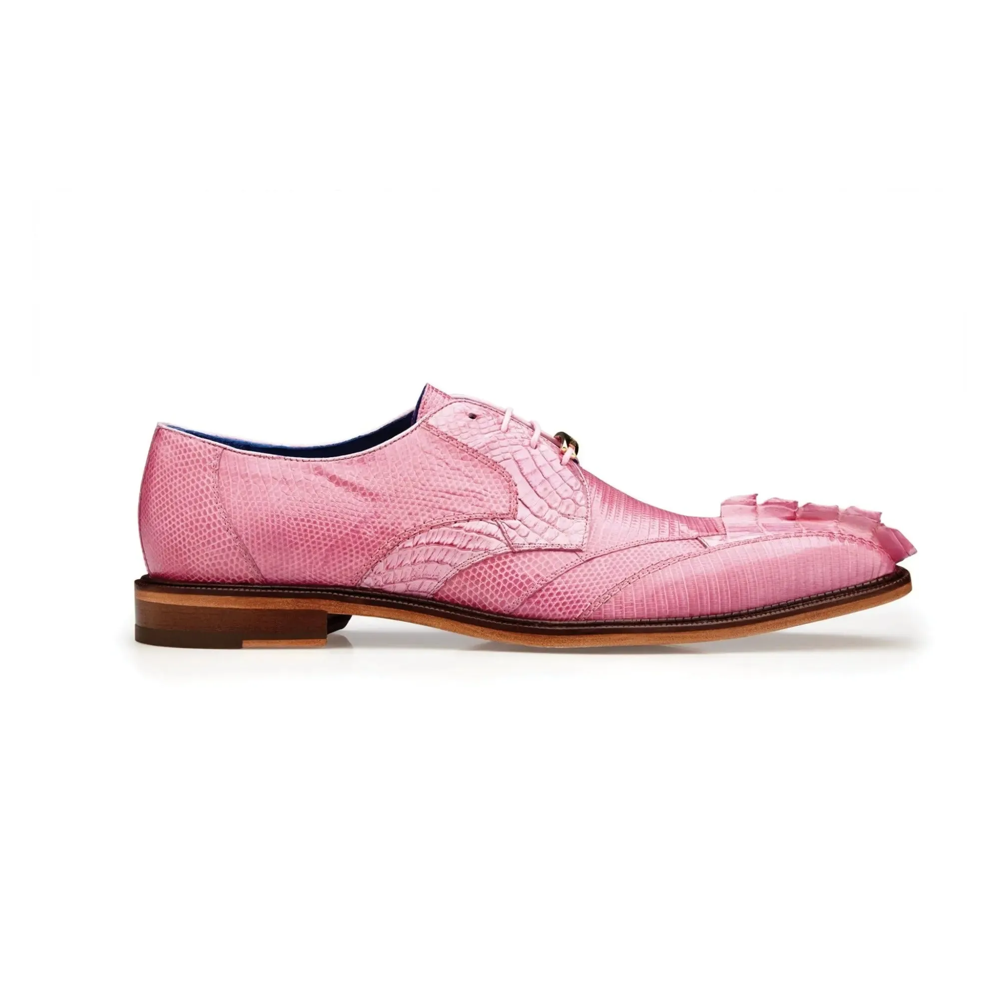 Belvedere Valter in Rose Pink Genuine Caiman Croc & Lizard Oxfords