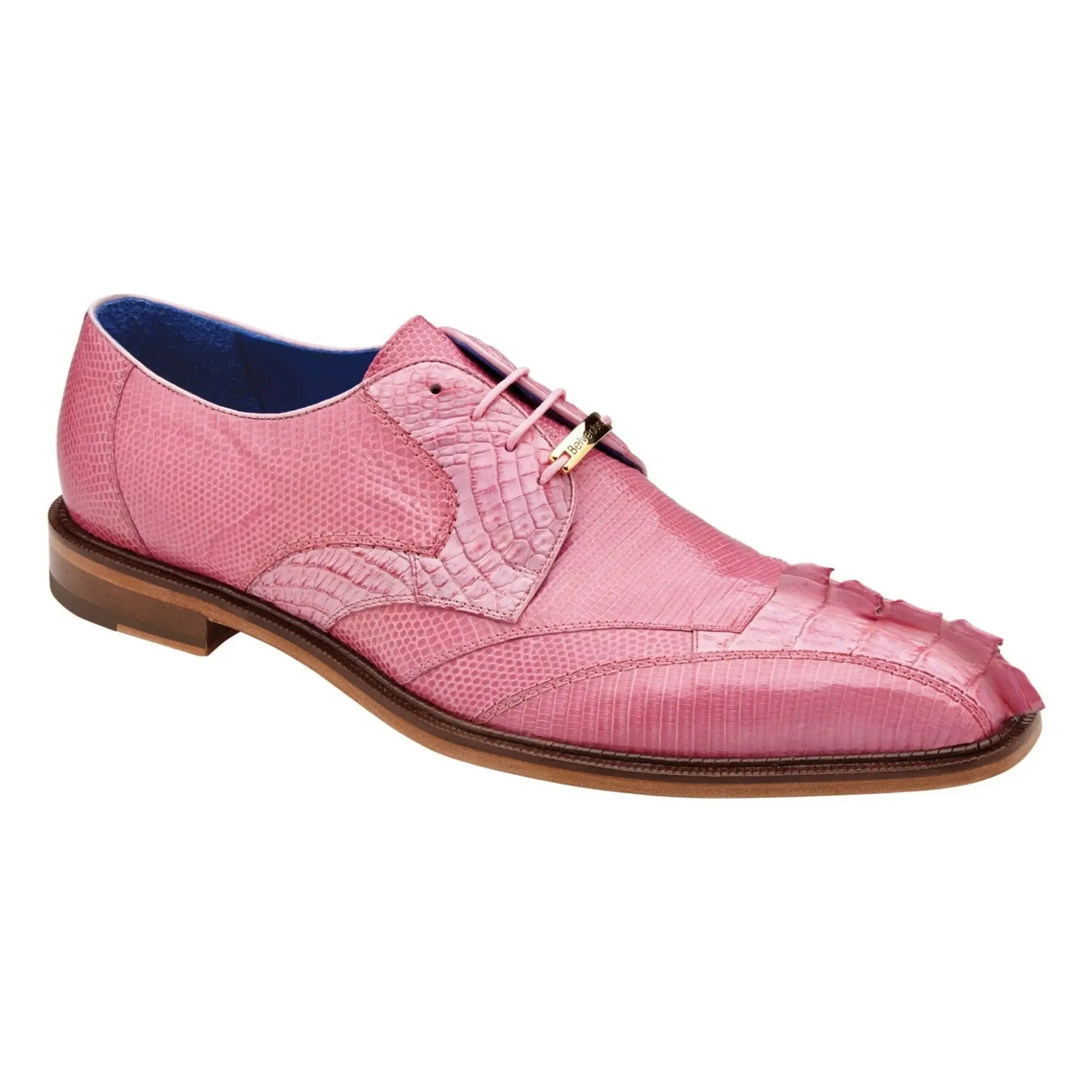 Belvedere Valter in Rose Pink Genuine Caiman Croc & Lizard Oxfords