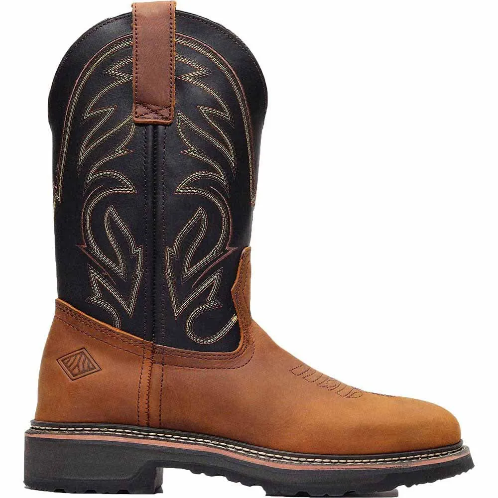 Bonanza Rancher GRIT 12" Crazy Brown/ Black Square Toe Wellington Boots