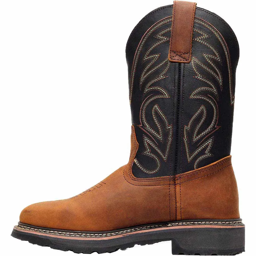 Bonanza Rancher GRIT 12" Crazy Brown/ Black Square Toe Wellington Boots