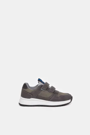 Boys Grey Material Block Sneakers