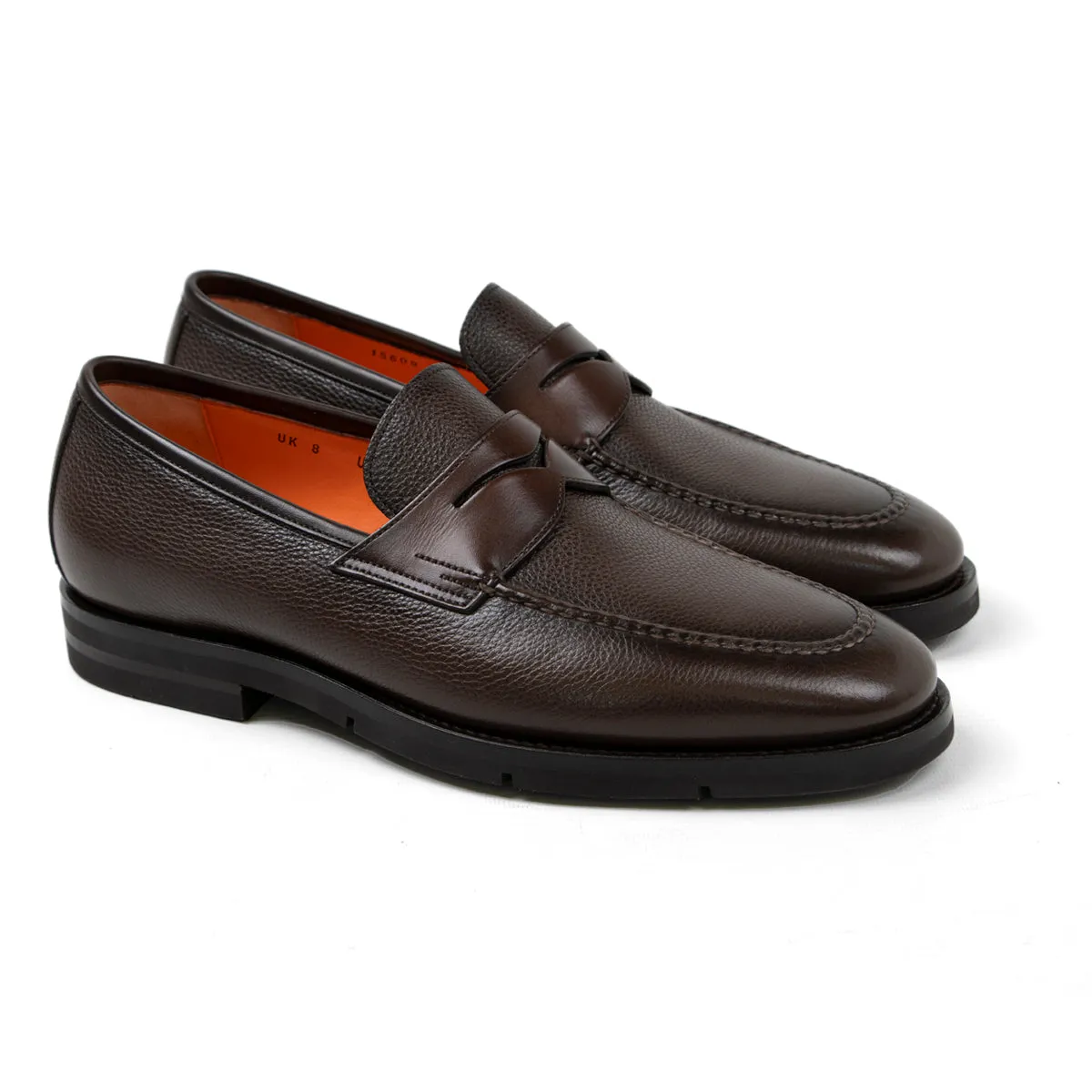 Brown Tumbled Leather Penny Loafer