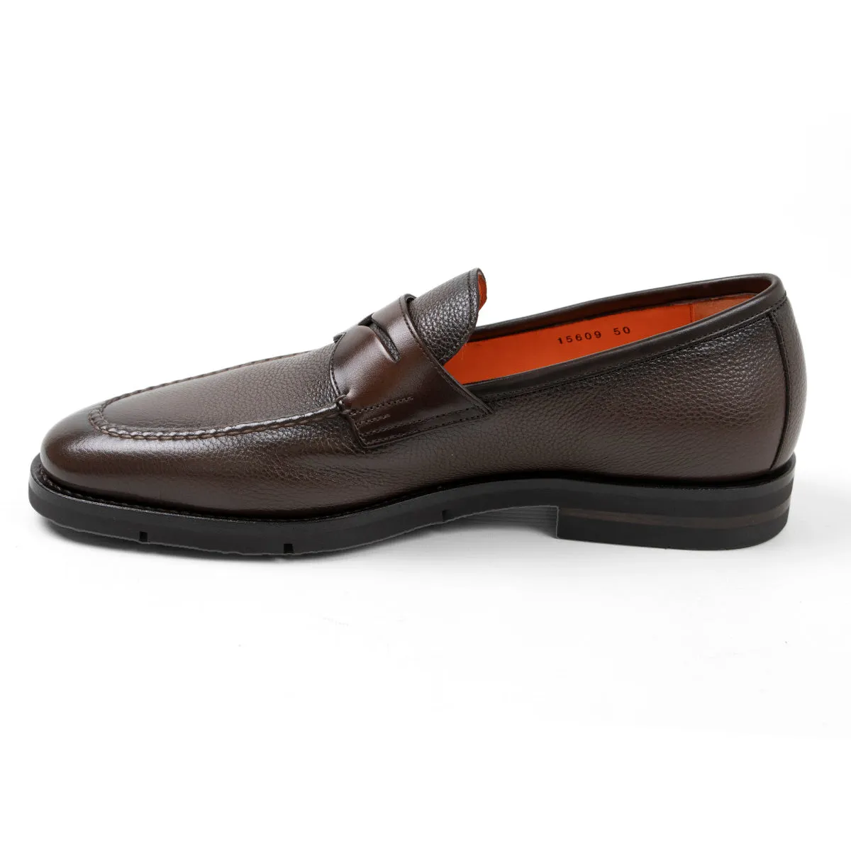 Brown Tumbled Leather Penny Loafer