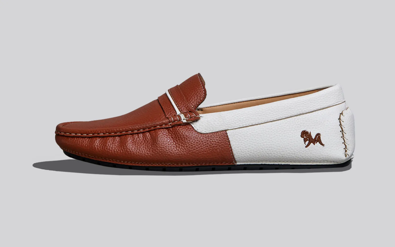 Color Block Loafers : White-Tan