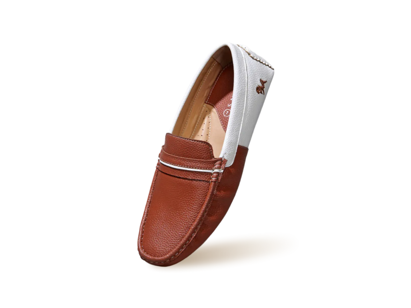 Color Block Loafers : White-Tan