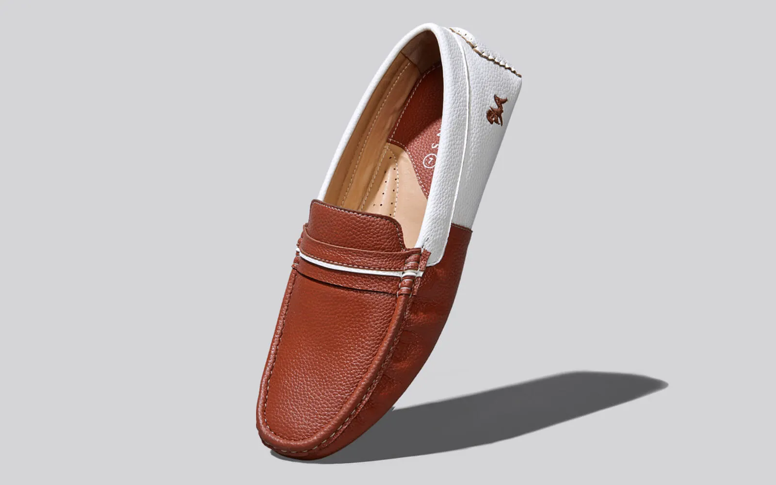 Color Block Loafers : White-Tan