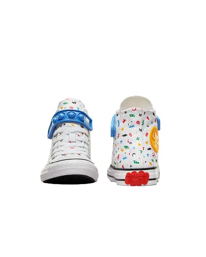 Converse scarpa sneakers da bambini in tela Chuck Taylor All Star Easy On Doodles A06316C bianco