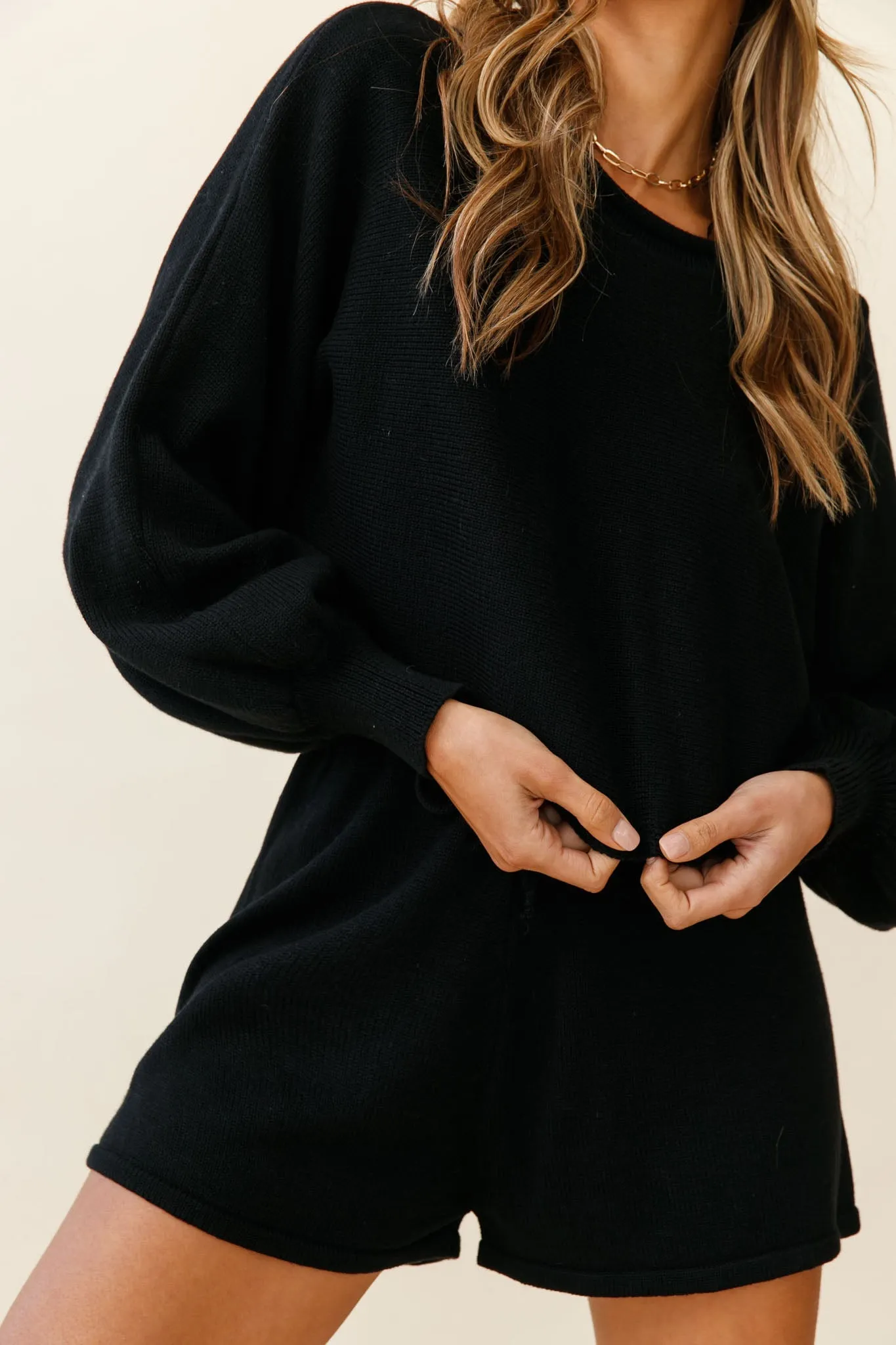 Easy Breezy Long Sleeve Midi Sweater Black