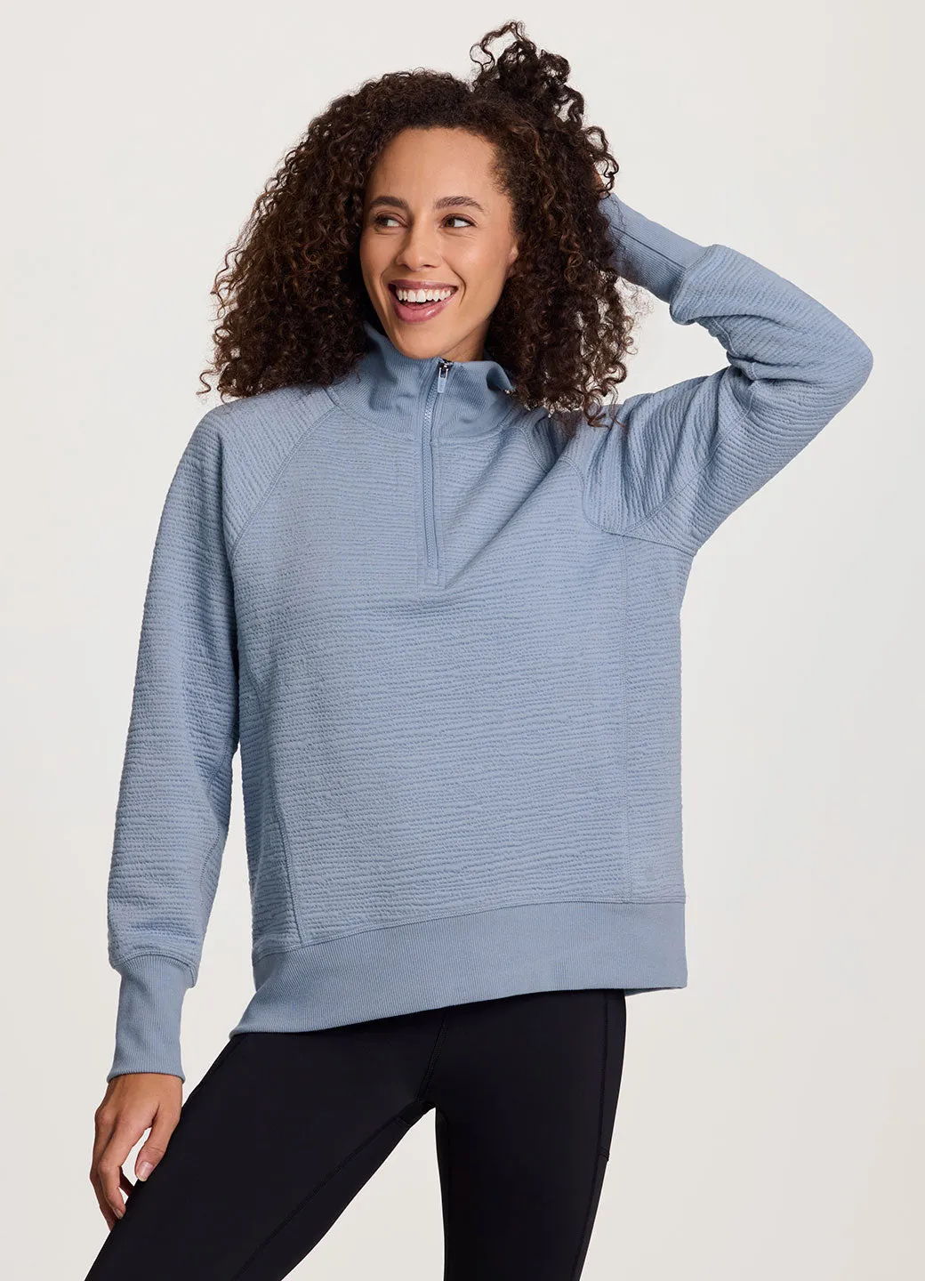 Easy Living Textured 1/4 Zip Pullover