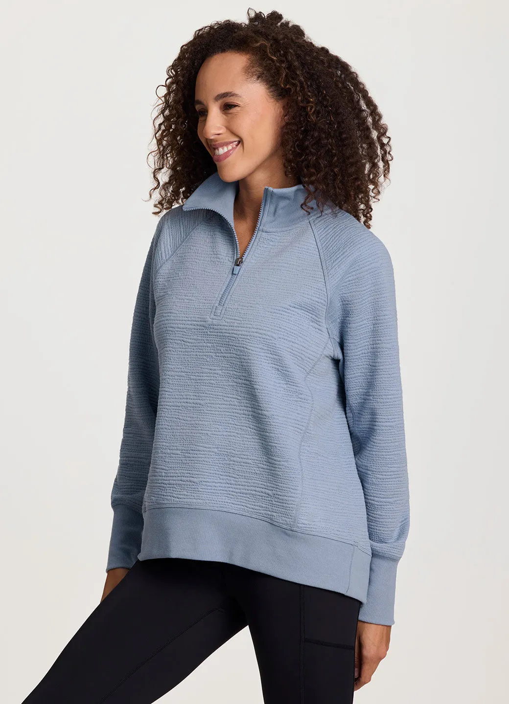 Easy Living Textured 1/4 Zip Pullover