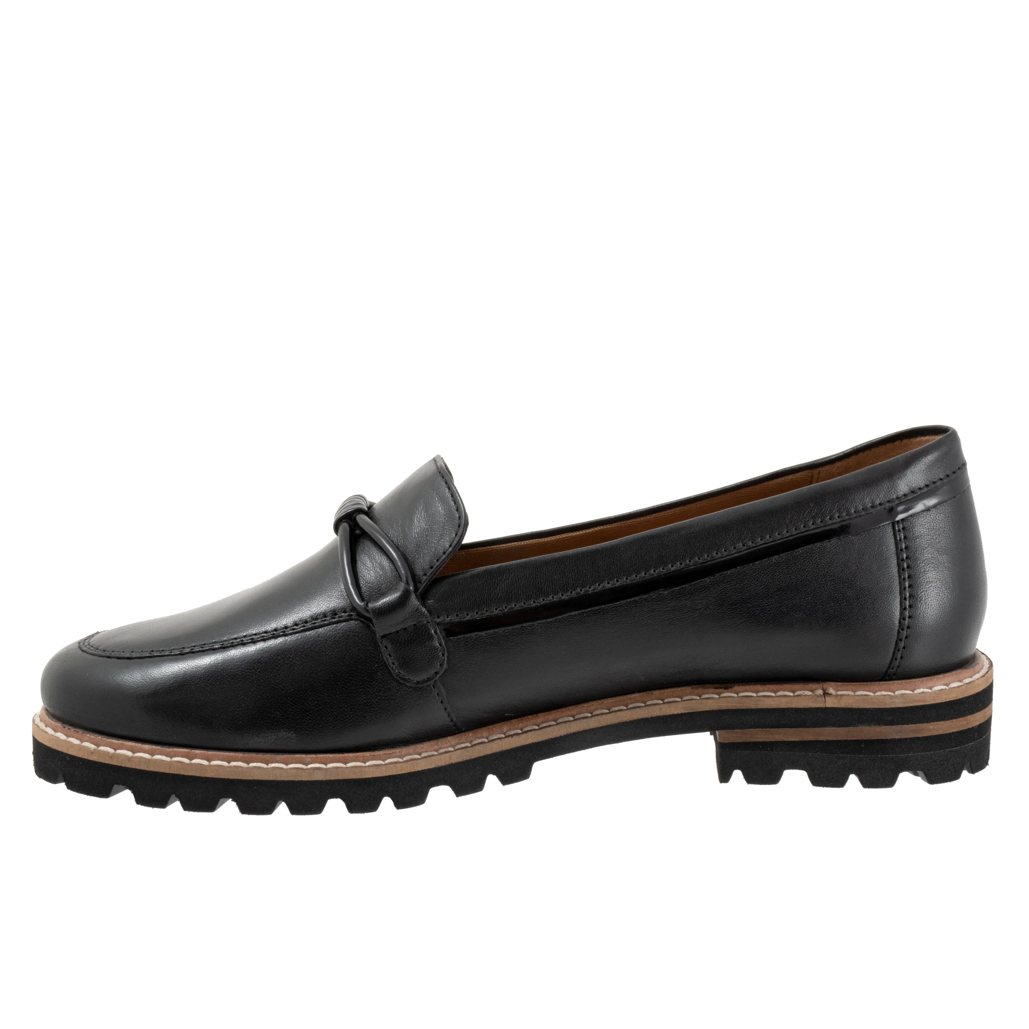 Fiora Black Leather Loafer Shoes