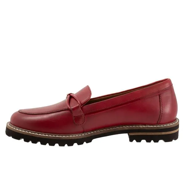 Fiora Red Leather Loafer Shoes