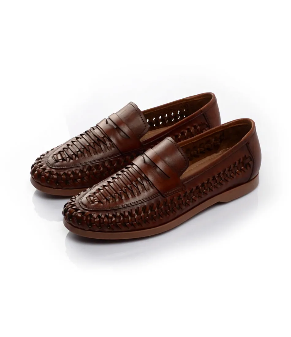 FlexWeave Loafers - Cognac