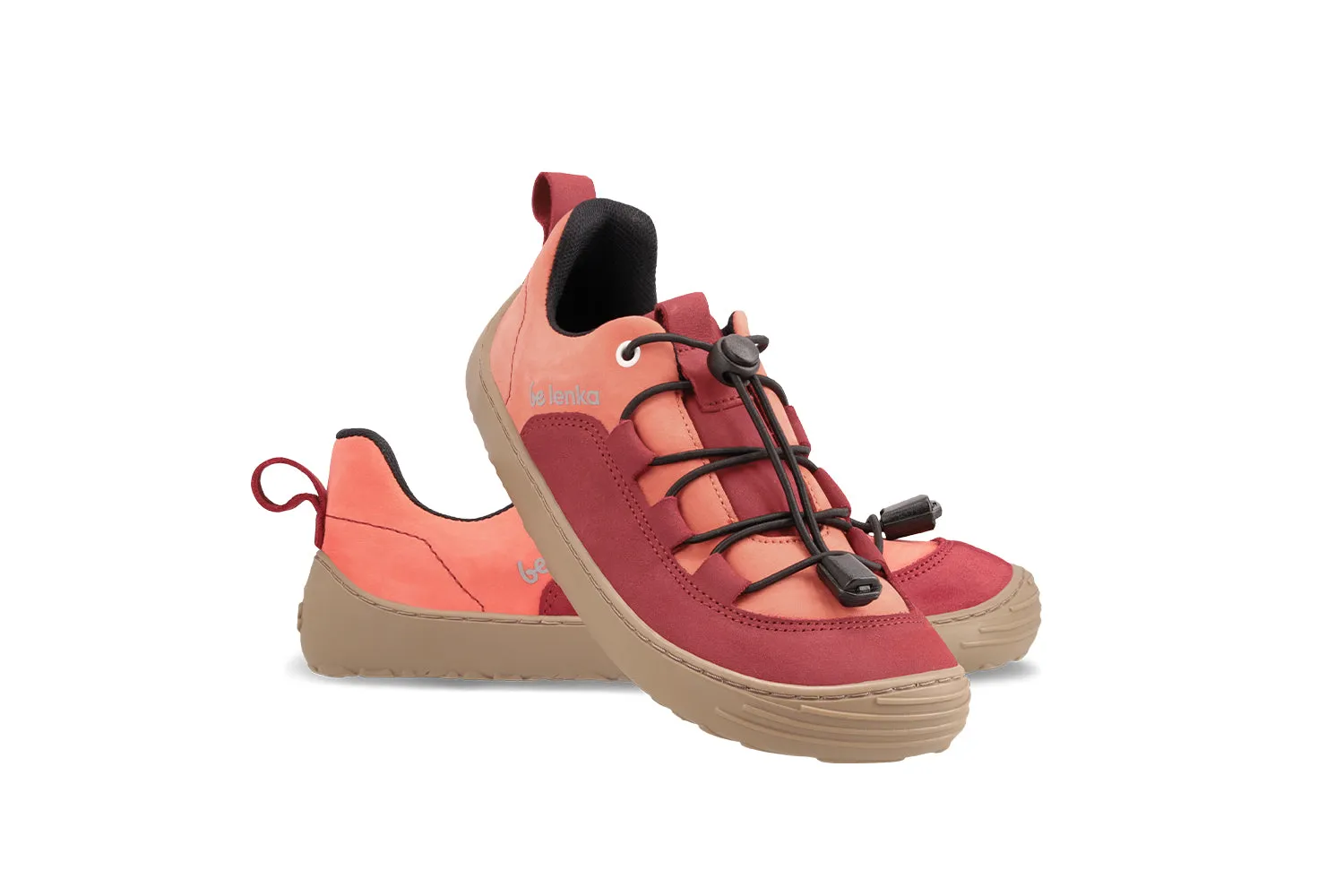 Kids barefoot sneakers Be Lenka Xplorer - Dark Red & Coral