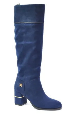 LAURA BIAGOTTI BLOCK HEEL OVER THE KNEE BOOT WITH GOLD DETAILING