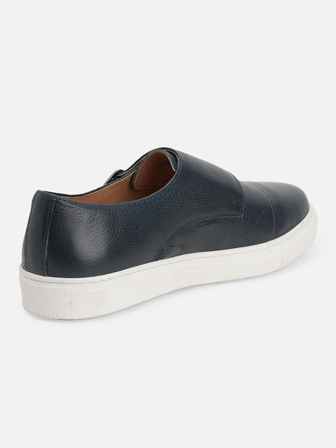 Lightweight Navy Leather Monks