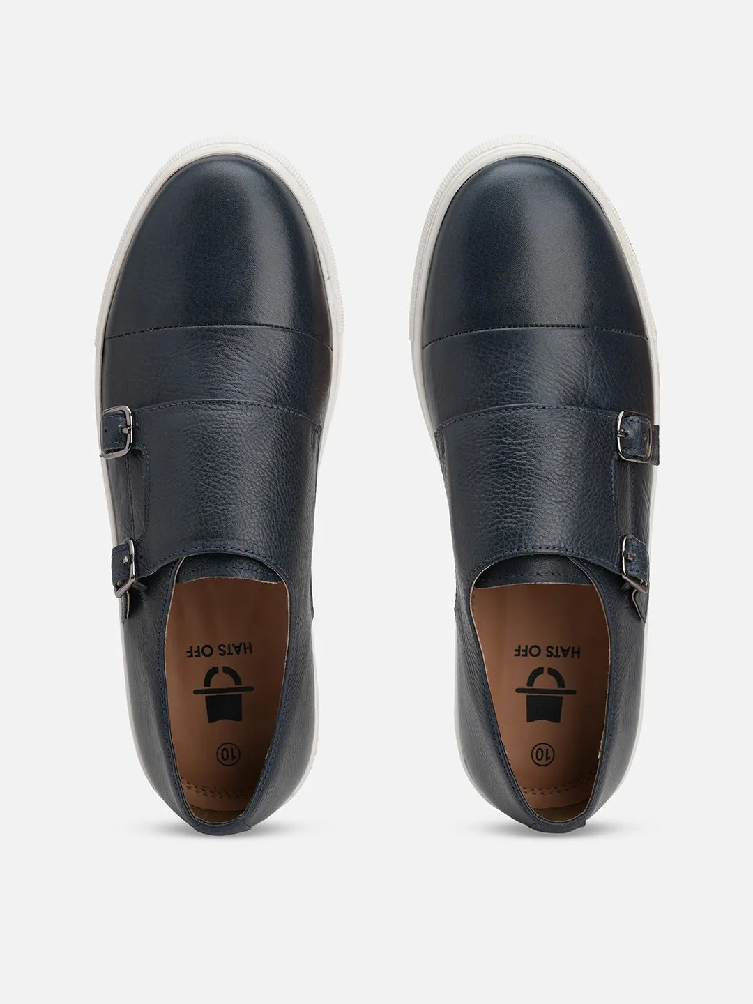 Lightweight Navy Leather Monks