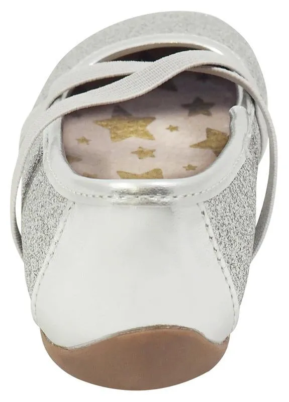 Livie & Luca Girl's Aurora Ballet Flat, Silver Sparkle