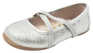 Livie & Luca Girl's Aurora Ballet Flat, Silver Sparkle