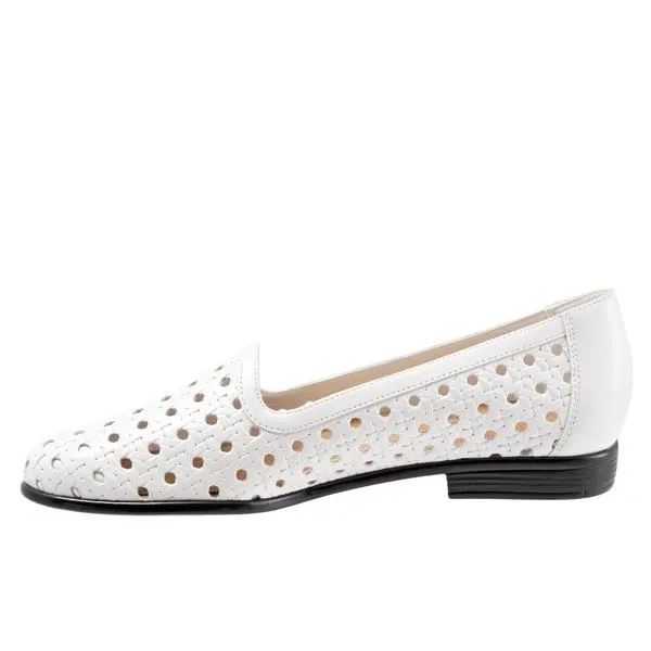 Liz Open Weave White Slip-on Shoes