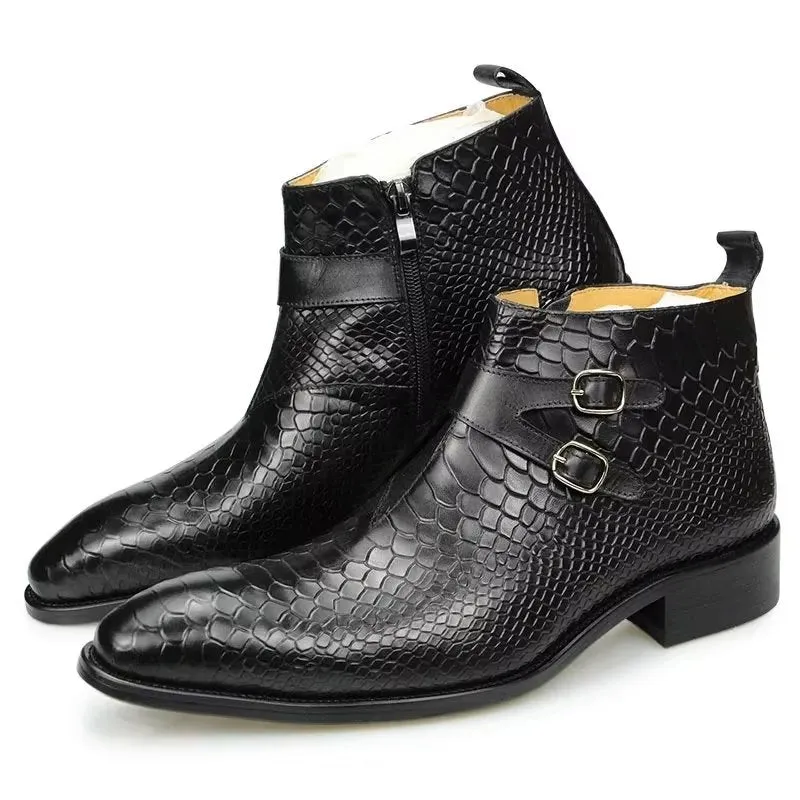 Luxury Serpent Zipper Ankle Business Dress Shoes