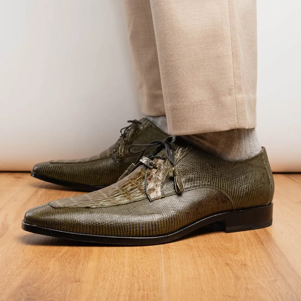 Marco Di Milano Merida Men's Shoes Lizard & Caiman Crocodile Derby Oxfords (MDM1132)