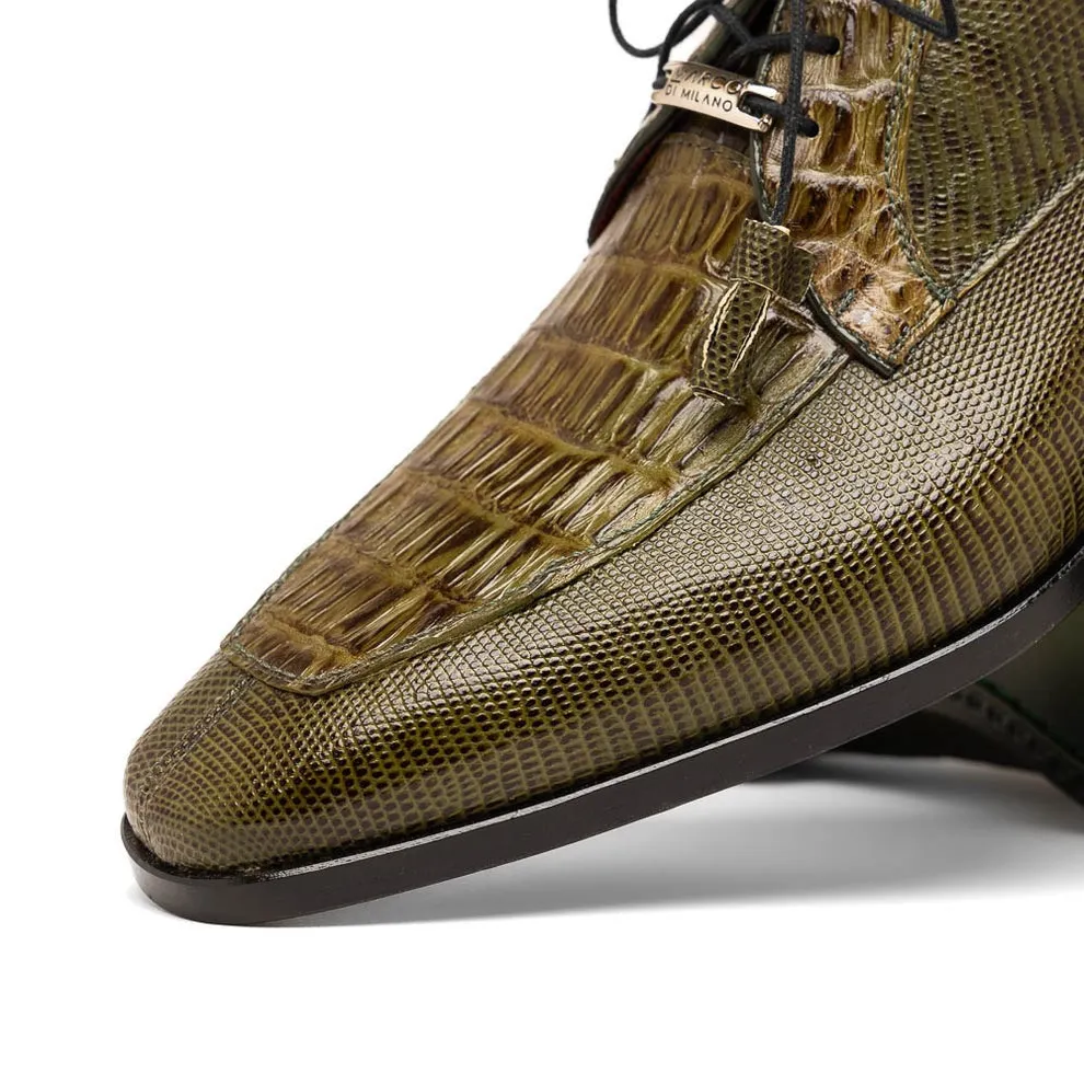 Marco Di Milano Merida Men's Shoes Lizard & Caiman Crocodile Derby Oxfords (MDM1132)