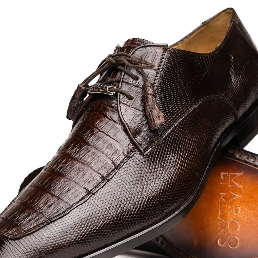 Marco Di Milano Merida Men's Shoes Lizard & Caiman Crocodile Derby Oxfords (MDM1132)