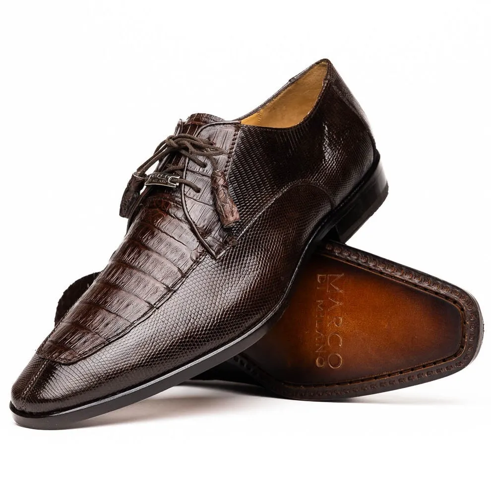 Marco Di Milano Merida Men's Shoes Lizard & Caiman Crocodile Derby Oxfords (MDM1132)