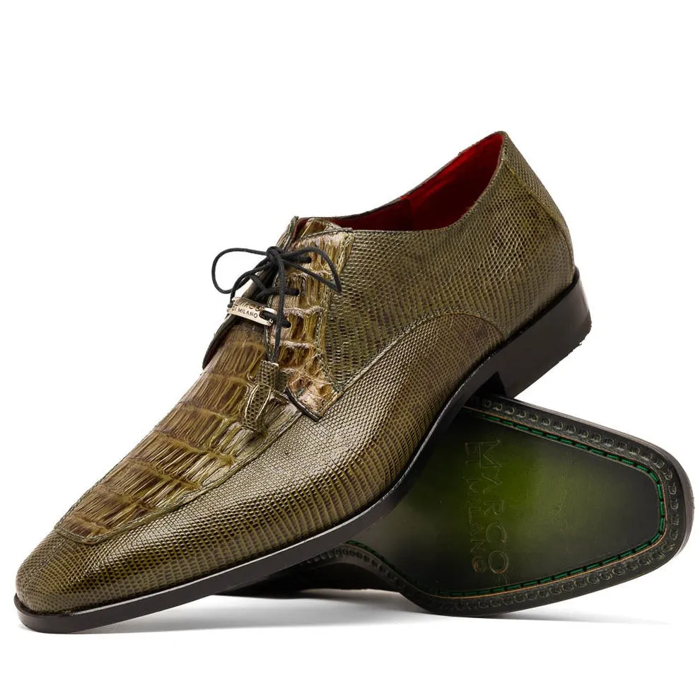 Marco Di Milano Merida Men's Shoes Lizard & Caiman Crocodile Derby Oxfords (MDM1132)