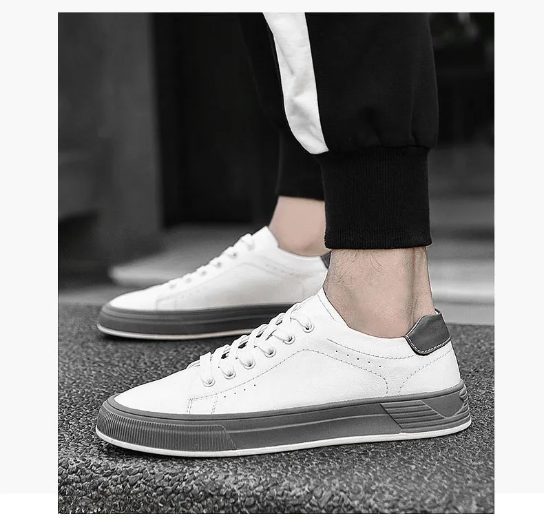 Men's Lace-up Leather Oxfords Board Shoes Sneakers Comfortable Lightweight Breathable Fashion