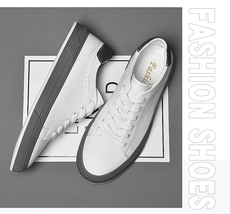 Men's Lace-up Leather Oxfords Board Shoes Sneakers Comfortable Lightweight Breathable Fashion