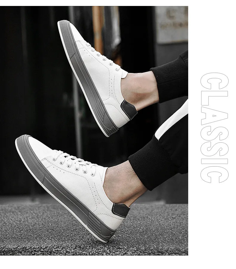 Men's Lace-up Leather Oxfords Board Shoes Sneakers Comfortable Lightweight Breathable Fashion