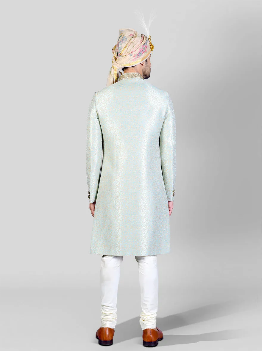 Mint Green & Golden Sherwani | Azania