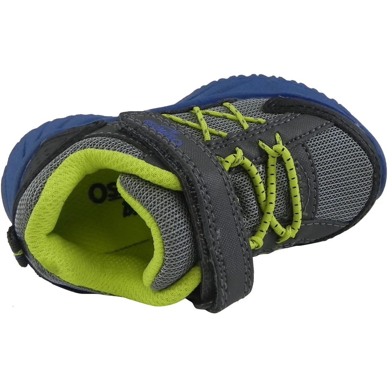 OshKosh Boy's Rivet Design Slip On Hook and Loop Sneaker Grey/Lime