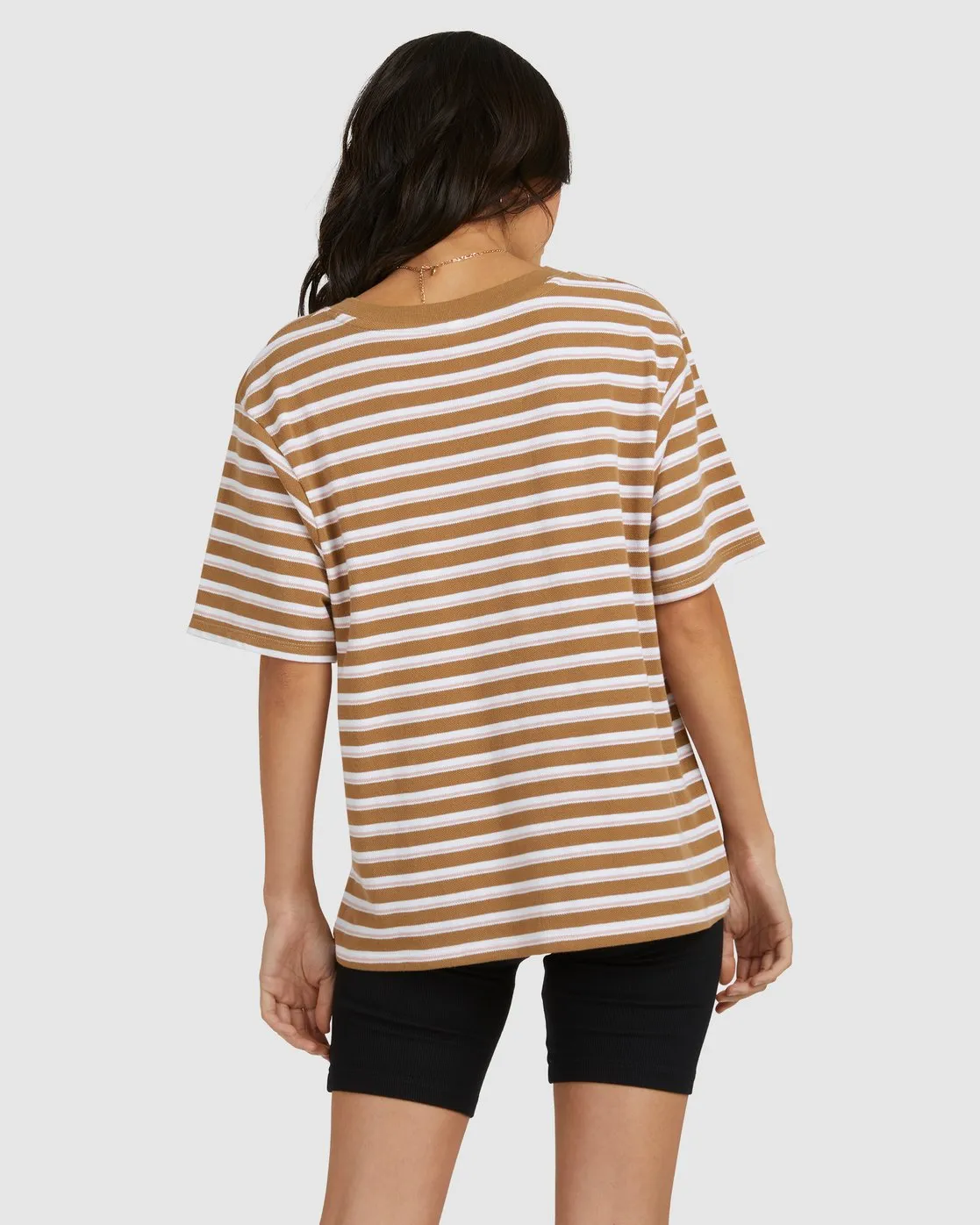 Patch Stripe Easy Tee - Light Brown