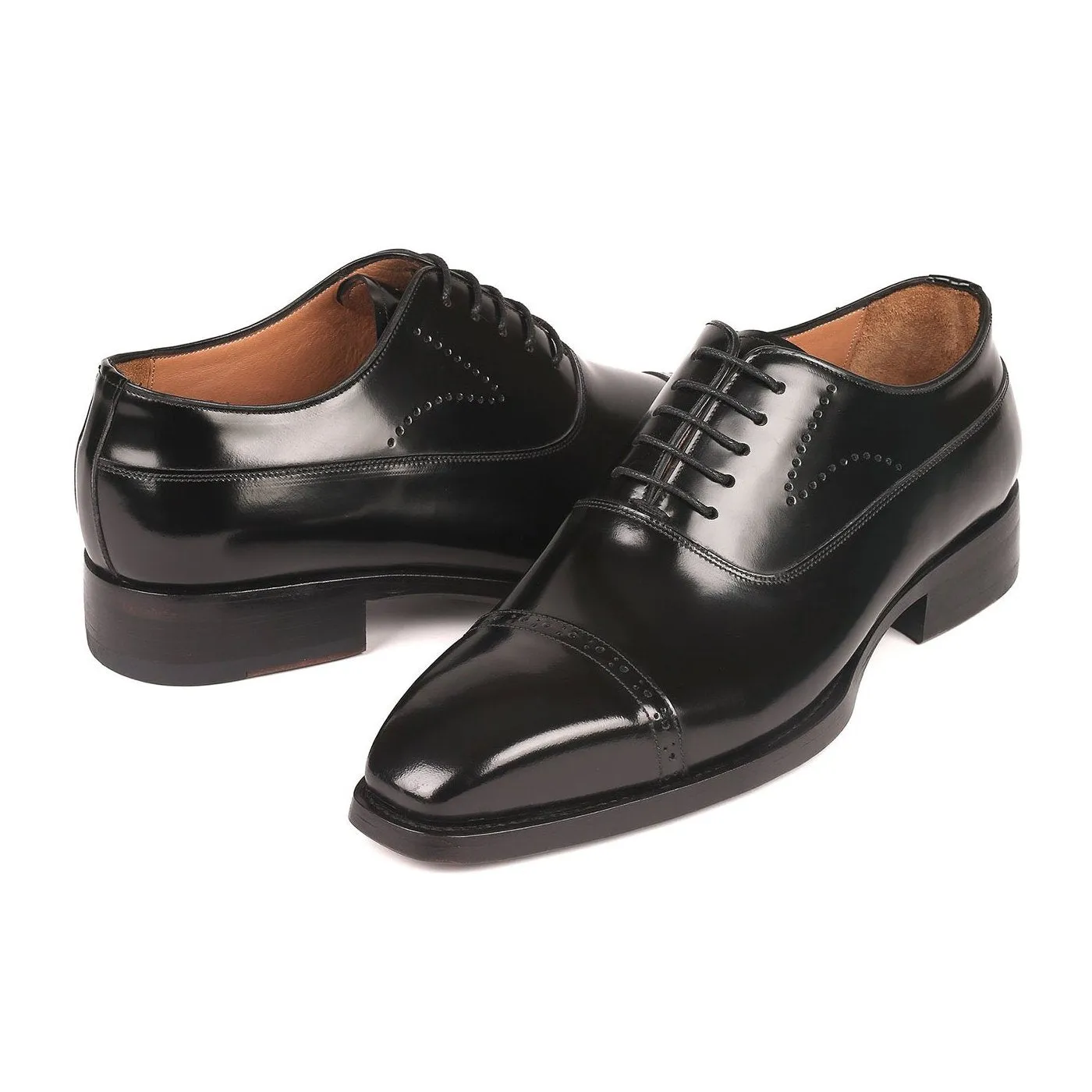 Paul Parkman 056BLK84 Men's Shoes Burgundy Polished Calf-Skin Leather Cap-Toe Oxfords(PM6259)