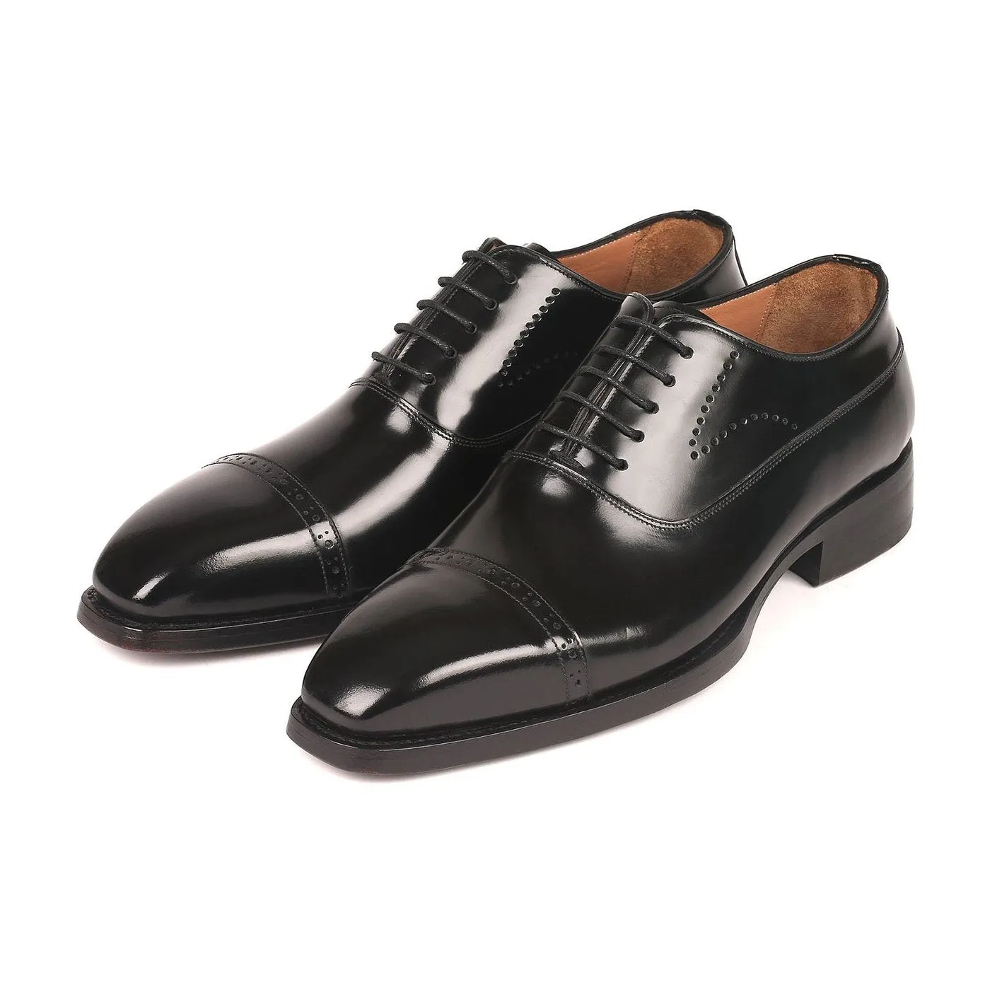 Paul Parkman 056BLK84 Men's Shoes Burgundy Polished Calf-Skin Leather Cap-Toe Oxfords(PM6259)