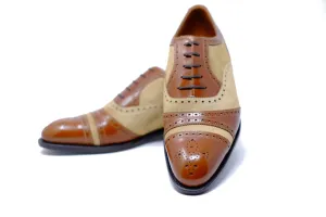 Phillips - MTO - Caramel Calf / Dark Cream Suede - NGT Last - Single Leather Sole