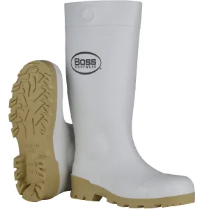 PIP 380-900 Boss Footwear 16" Lightweight Durable PVC Plain Toe Boot, White