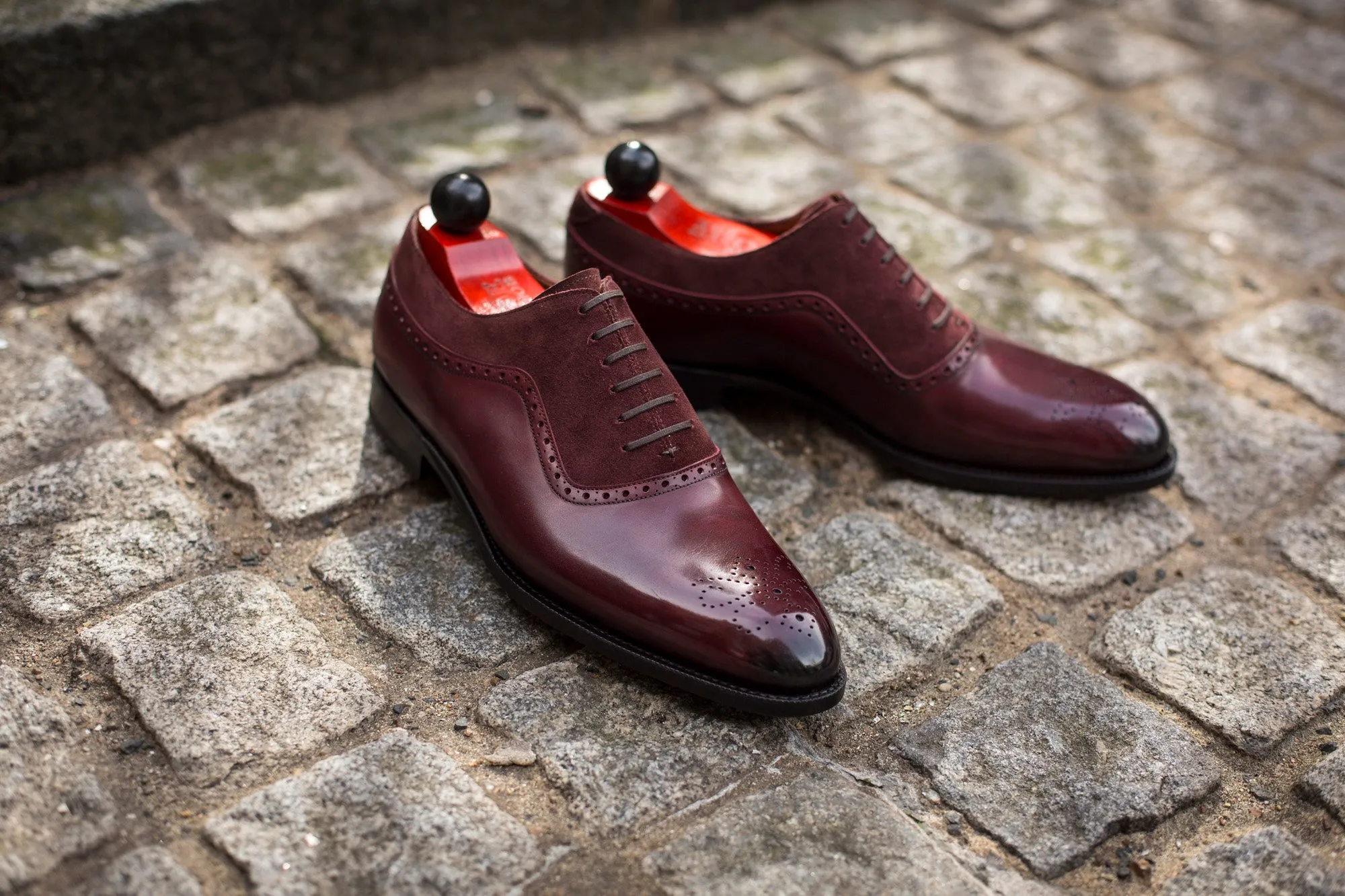 Roosevelt - MTO - Burgundy Calf / Burgundy Suede - NGT Last - Single Leather Sole